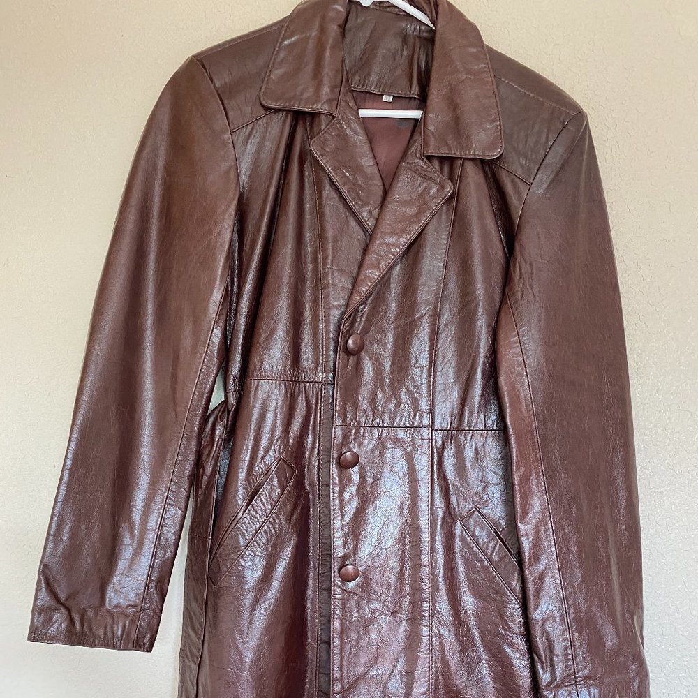 NWOT Authentic Leather Trench Coat